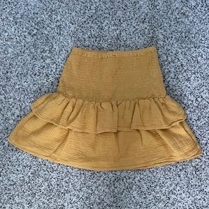 Golden yellow mini flowy skirt